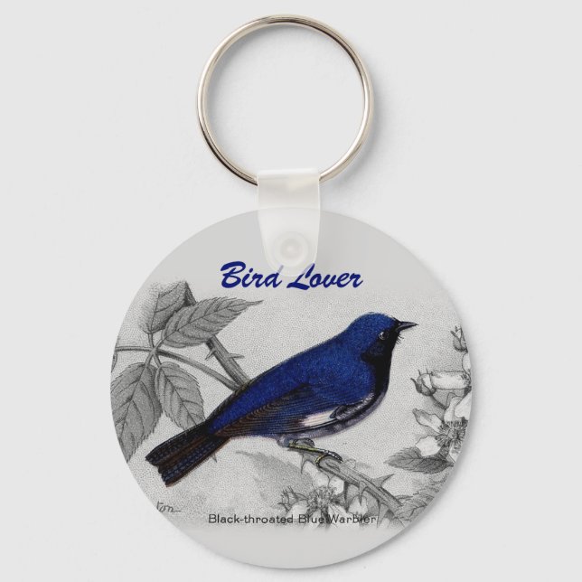 Black Throated Blue Warbler Customisable Key Ring (Front)