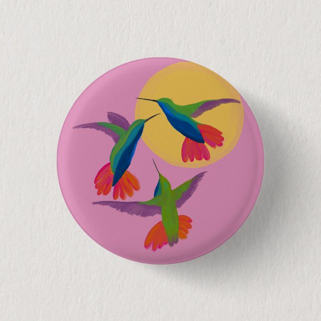 Black Throated Mango Hummingbird Art 3 Cm Round Badge (Front)