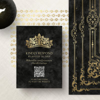 Black Tiara CrownQuinceanera QR RSVP