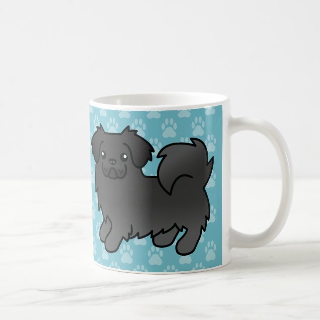 Black Tibetan Spaniel Cartoon Dog Coffee Mug (Right)