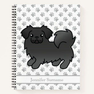 Black Tibetan Spaniel Cute Cartoon Dog & Text Notebook