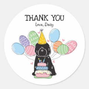 Black Tibetan Terrier Birthday Favor Tags Sticker