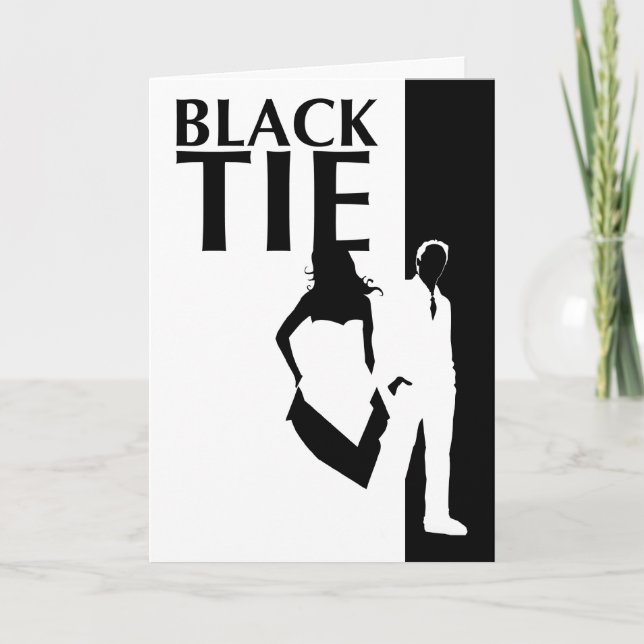 black tie affair : woman and man silhouettes invitation (Front)