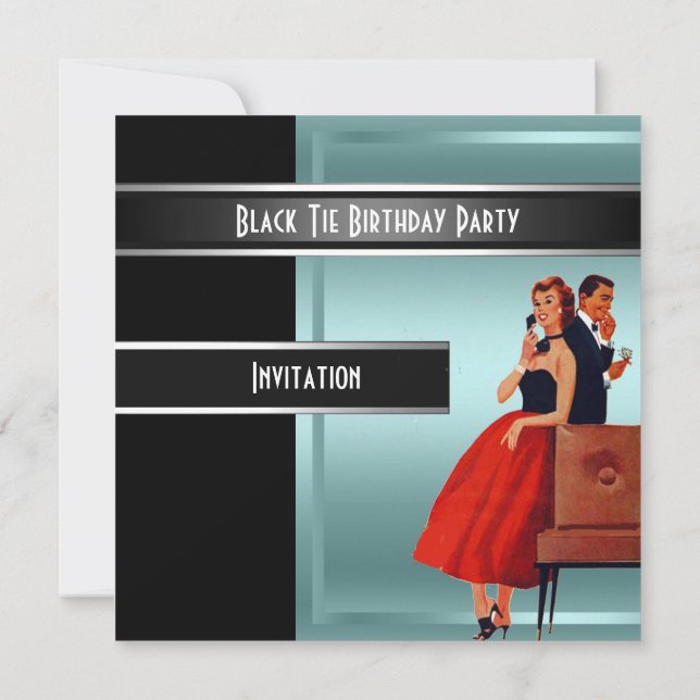Black Tie birthday Party Invitation (Back)