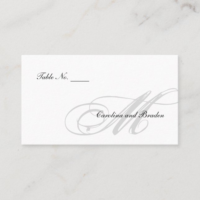Black Tie | Black White | Escort Card (Front)