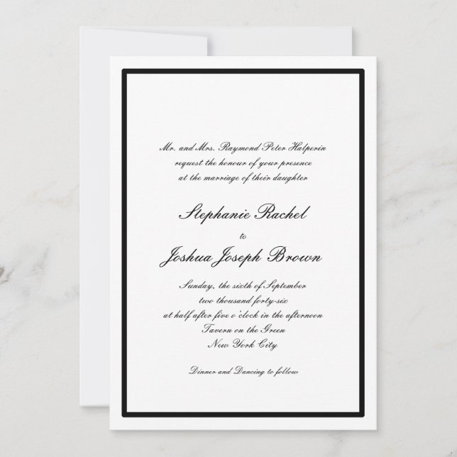 Black Tie Border Wedding Invitations (Front)