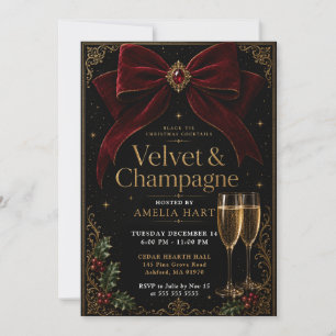Black Tie Christmas Cocktails Velvet & Champagne Invitation