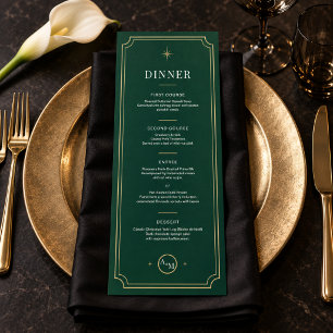 Black Tie Christmas Dinner Emerald Green & Gold Menu