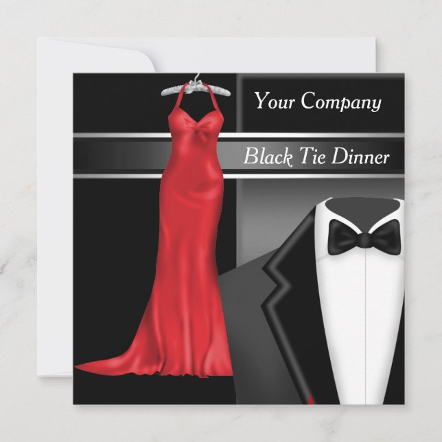 Black Tie Corporate Dinner Party Invitation (Front)