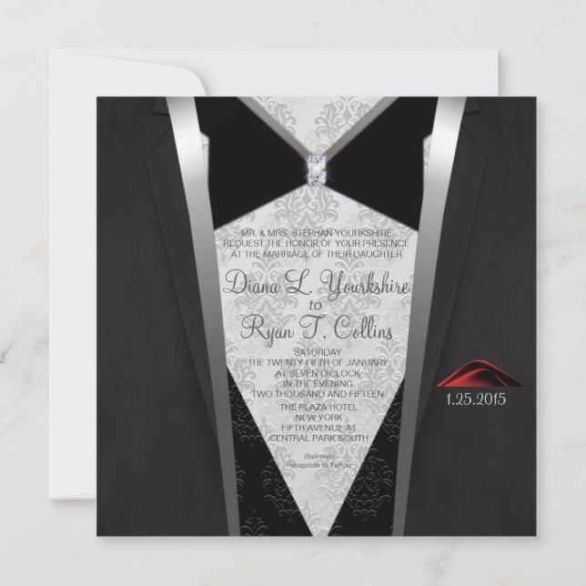 Black Tie Diamond Invitation (Back)