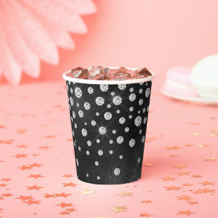 Black tie diamond shimmer rhinestone chic paper cups