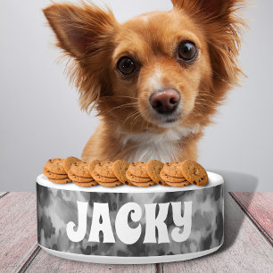 Black Tie Dye Personalised Dog or Cat Name Bowl