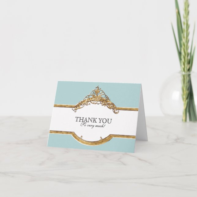 Black Tie Elegance 2, Golden Thank You Note Cards (Front)