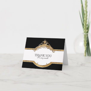Black Tie Elegance 2, Golden Thank You Note Cards