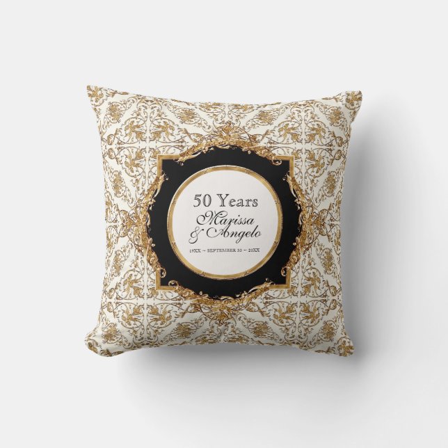 Black Tie Elegance 2, Golden Wedding Anniversary Cushion (Front)