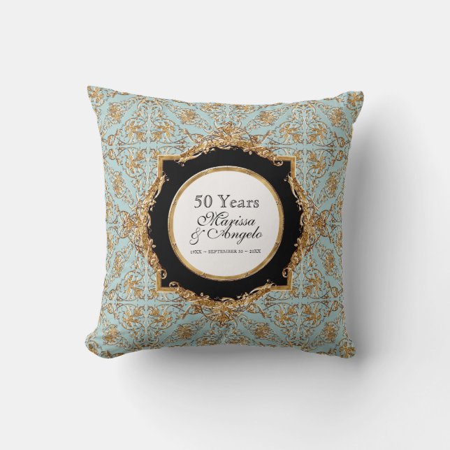 Black Tie Elegance 2, Golden Wedding Anniversary Cushion (Front)