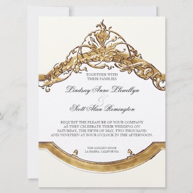 Black Tie Elegance 2, Golden Wedding Invitations (Front)