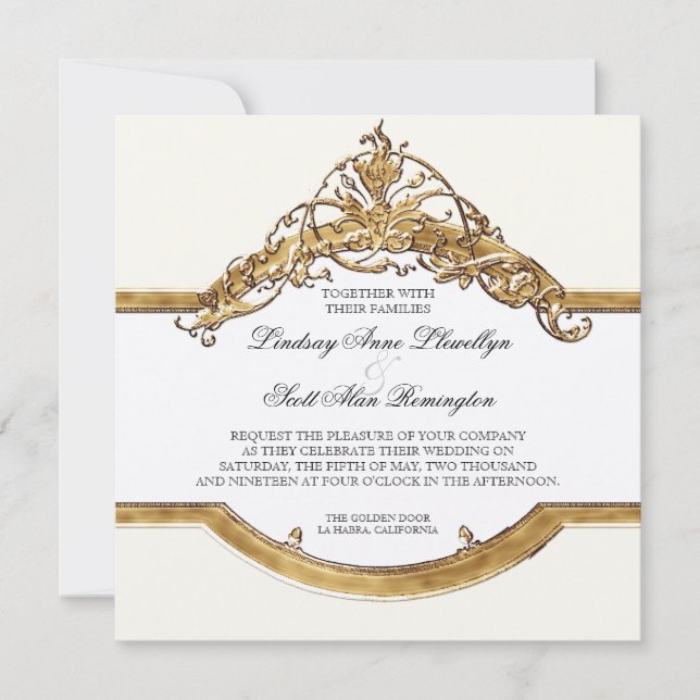 Black Tie Elegance 2, Golden Wedding Invitations (Front)