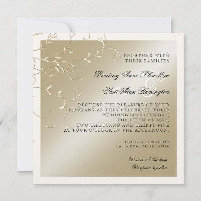 Black Tie Elegance, Champagne Cream Wedding Cards (Front)