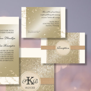 Black Tie Elegance, Champagne Wedding Details Invitation