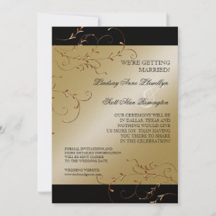Black Tie Elegance, Golden Save the Date Invites