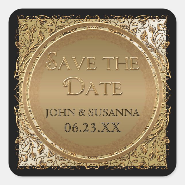 Black Tie Elegance, Save the Date Sticker or Seal (Front)