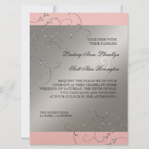 Black Tie Elegance, Silver Wedding Invitations