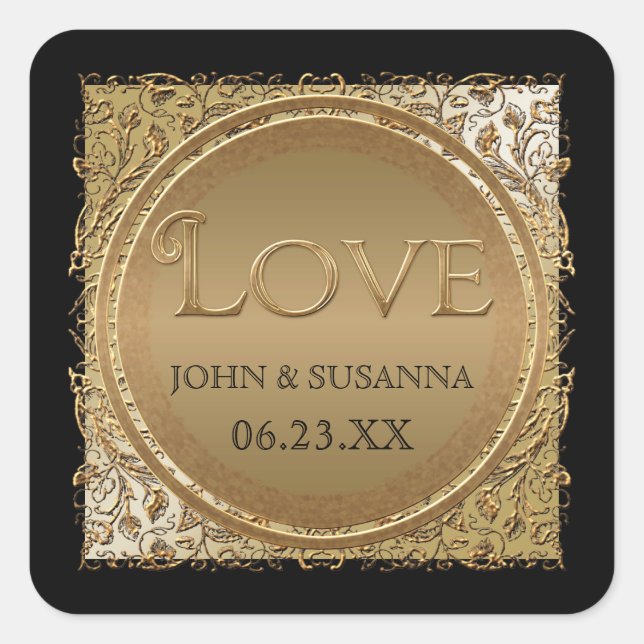 Black Tie Elegance, Wedding Shower Sticker or Seal (Front)