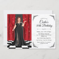 Black Tie Elegant Gown Birthday Invitation