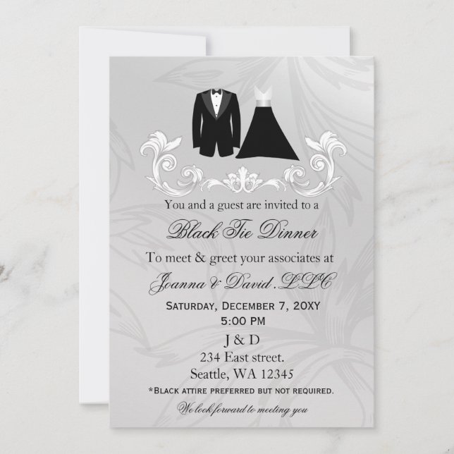 Black Tie Event Corporate party Invitation (Front)