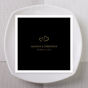 Black Tie Formal Double Heart Wedding Napkin