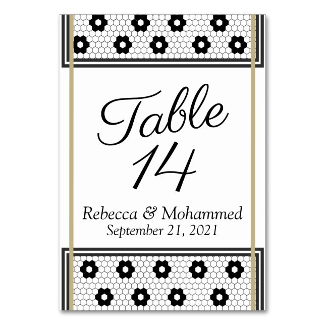 Black Tie French Bistro Table Number (Front)