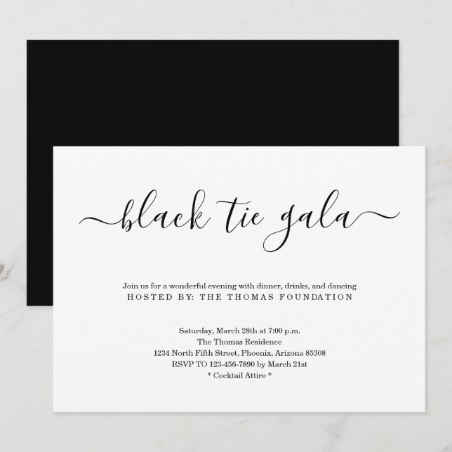 Black Tie Gala Invitation (Front/Back)