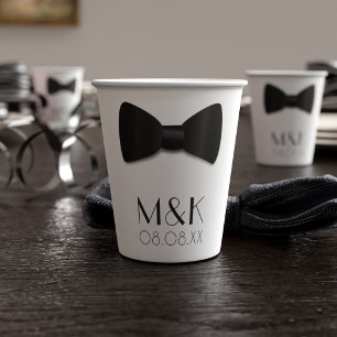 Black Tie Gatsby 1920s Wedding White Paper Cups