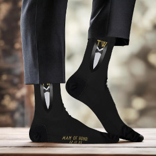 Black Tie Gatsby Man Of Honor Funny Tuxedo Wedding Socks