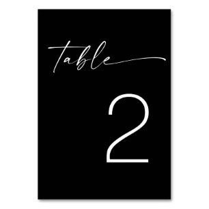 Black Tie Minimalist Wedding Modern Script Table Number