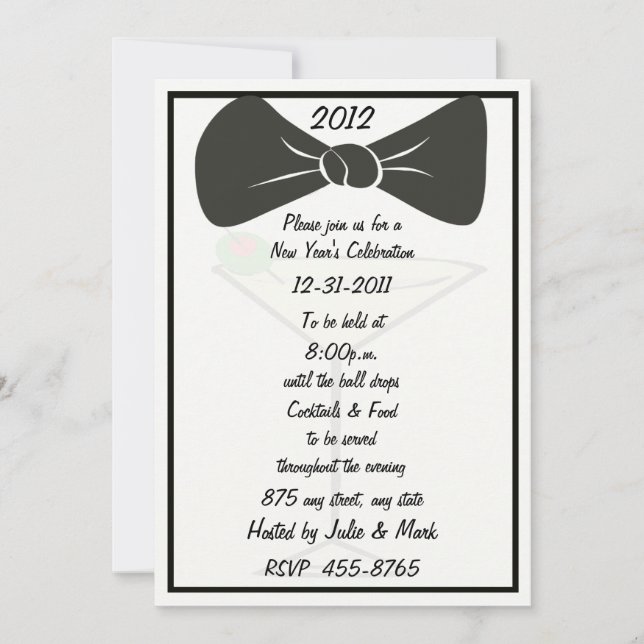 Black Tie New Year's Invitation (Front)