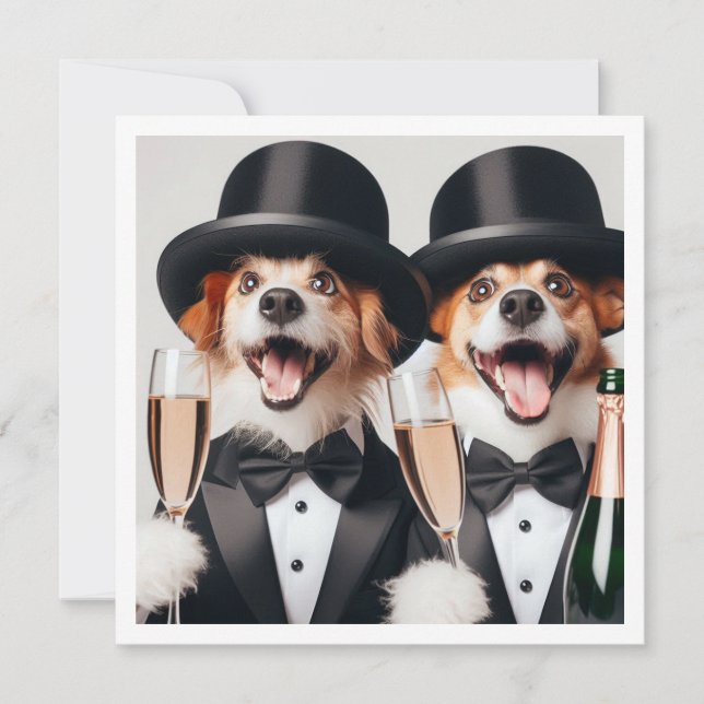 Black tie party, dog birthday, dog graduation  invitation (Front)