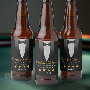 Black Tie Poker Night Bachelor Party Beer Bottle Label