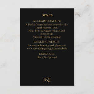 Black Tie Royal Regency wedding Enclosure Card