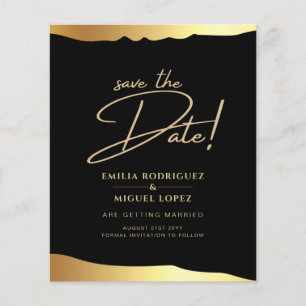 Black Tie Wedding Gold Foil Script Elegant Event  Flyer