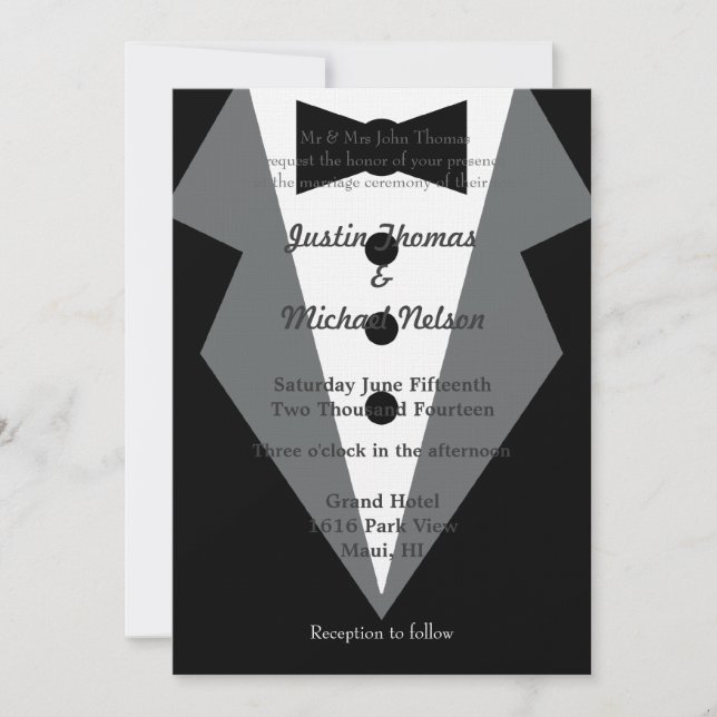 Black Tie Wedding Invitation (Front)