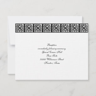 Black Tie Wedding Invitation Reception Card