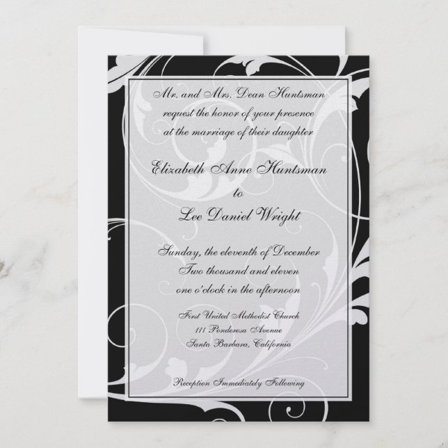 Black Tie Wedding Invitations (Front)