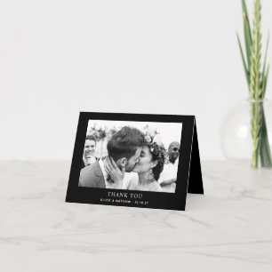 Black Tie Wedding   Modern Simple Folded Photo Thank You Card