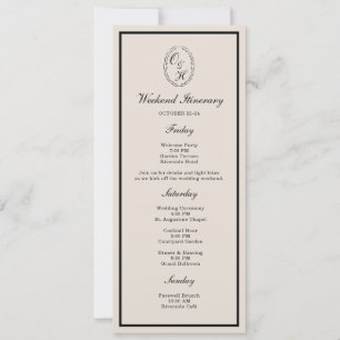 Black Tie Wedding Weekend Timeline Card