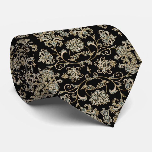 Black tie with brown decoration (Rolled)