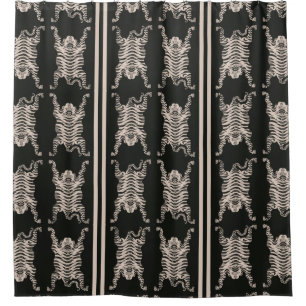 Black Tiger pattern Striped Shower Curtain