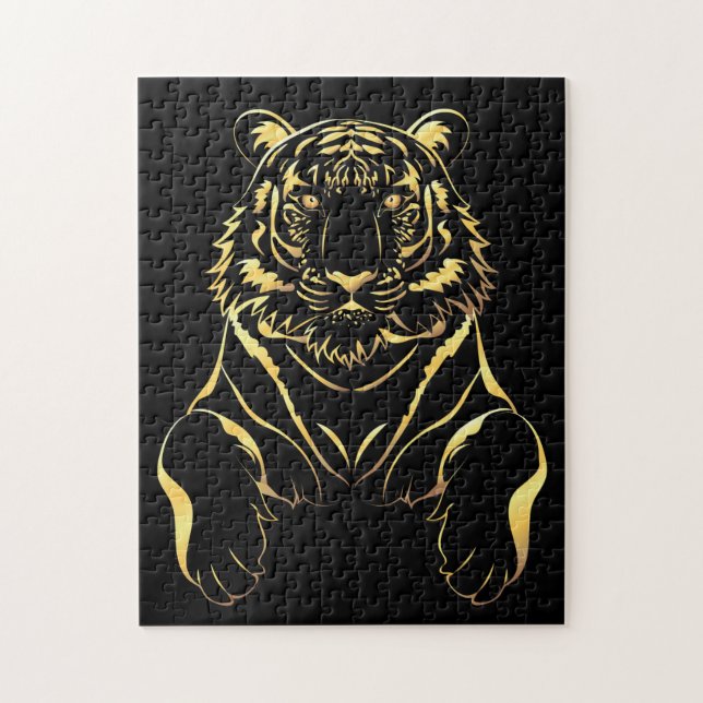 Black tiger with gold stripes jigsaw puzzle (Vertical)