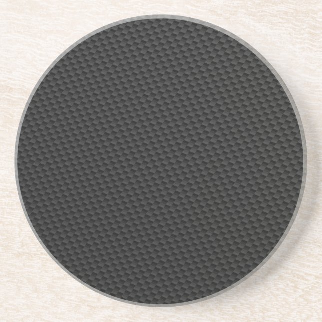 Black Tightly Woven Carbon Fibre Textured Coaster (Front)